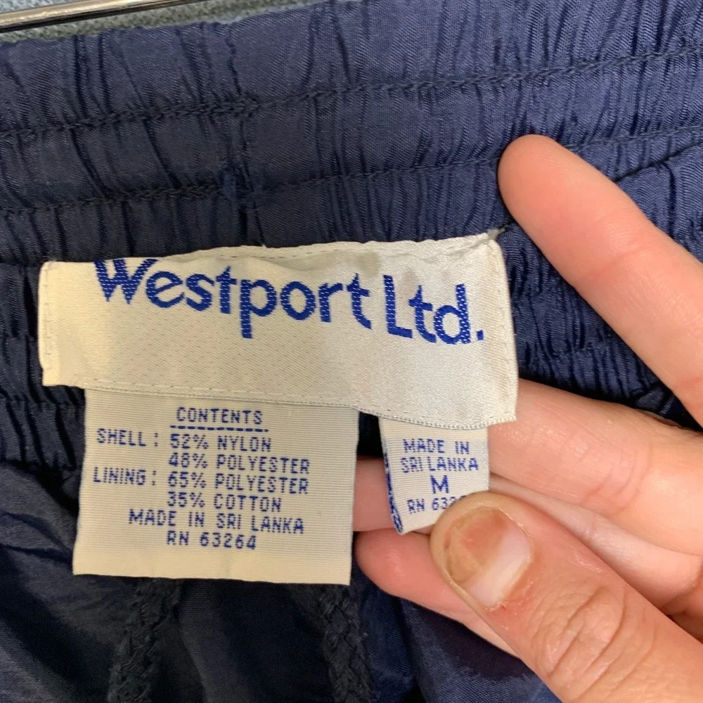 Westport Ltd. Track Pants Mens Medium Blue Ankle Zip Windbreaker Elastic Waist